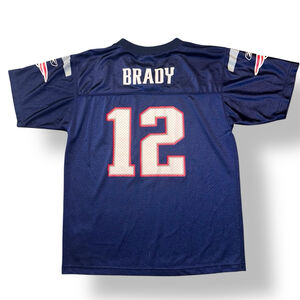 Reebok Patriots Tom Brady 12 Blue Red Jersey XL